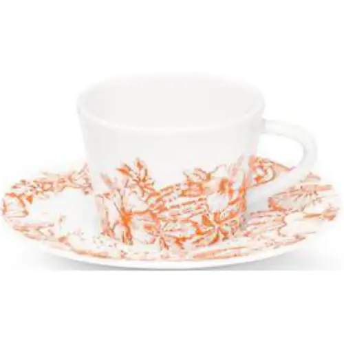 LOUIS VUITTON /Louis Vuitton LV By The Pool Tropical Flower Pattern Coffee Cup White Orange 11*6*11cm