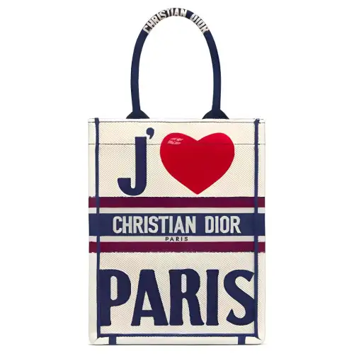 DIOR BookTote Embroidery Tote Bag, Shopping Bag, Sheet Music Bag, Handbag Women's White
