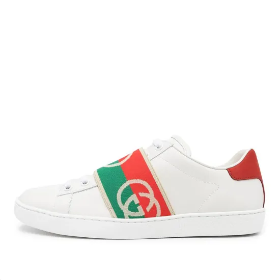 GUCCI Ace Elastic Web Interlocking Gg White