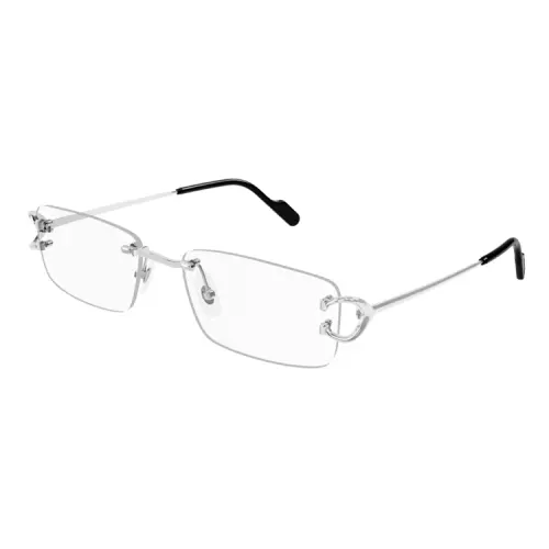 CARTIER Rectangular Eyeglass Frames Men's Silver
