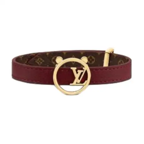 LOUIS VUITTON Eclipse Leather Wristband, Hand Jewelry Women's Red