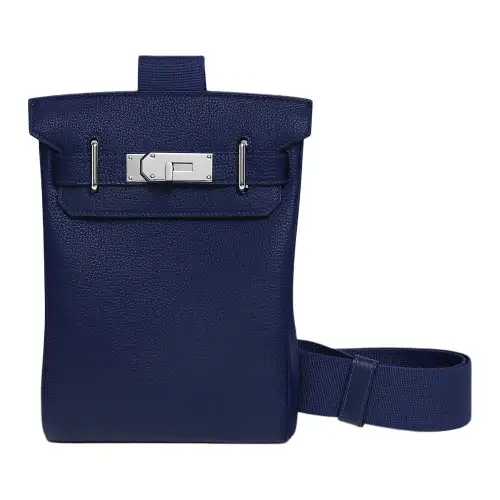 HERMES Hac A Dos Silver Tone Buckle Togo Calfskin Crossbody Bag, Shoulder Bag Small Unisex 73 Bleu Saphir Sapphire Blue