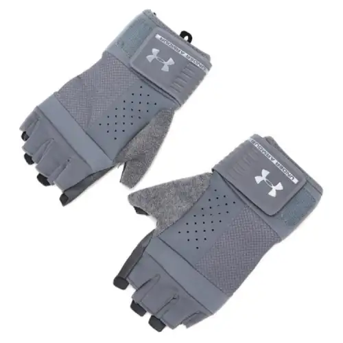 Under Armour Genuine Leather, Polyamide, Elastane, Polyester Gloves Men's Gray
