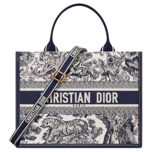 DIOR BookTote Calfskin Tote Bag, Shopping Bag, Handbag Medium Women's Blue