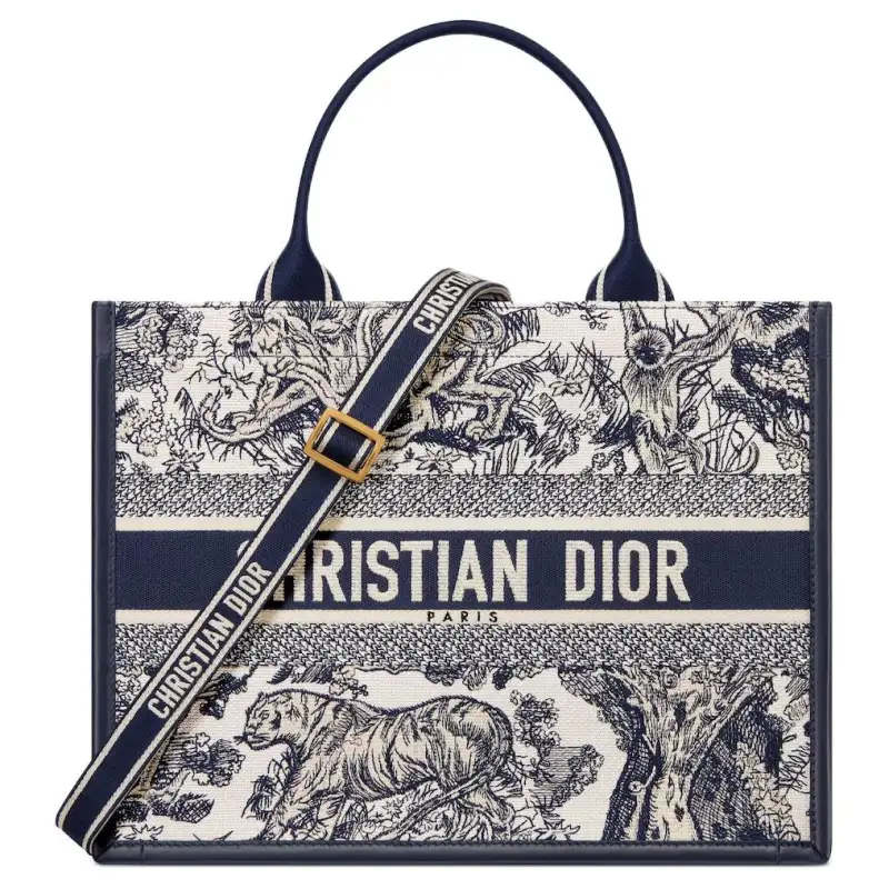 DIOR BookTote Calfskin Tote Bag, Shopping Bag, Handbag Medium Women's Blue