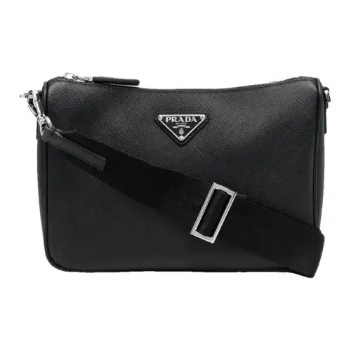 PRADA Leather Crossbody Bag, Shoulder Bag Men's Black