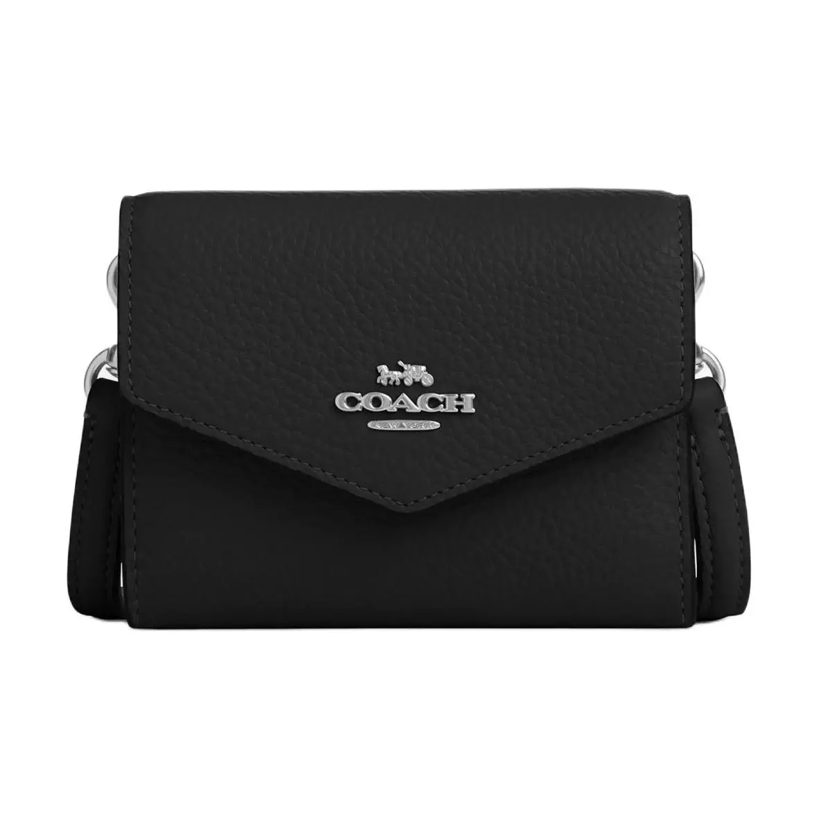COACH Envelope Refined Pebbled Leather Shoulder Bag, Crossbody Bag, Wallet Regular Women's Black