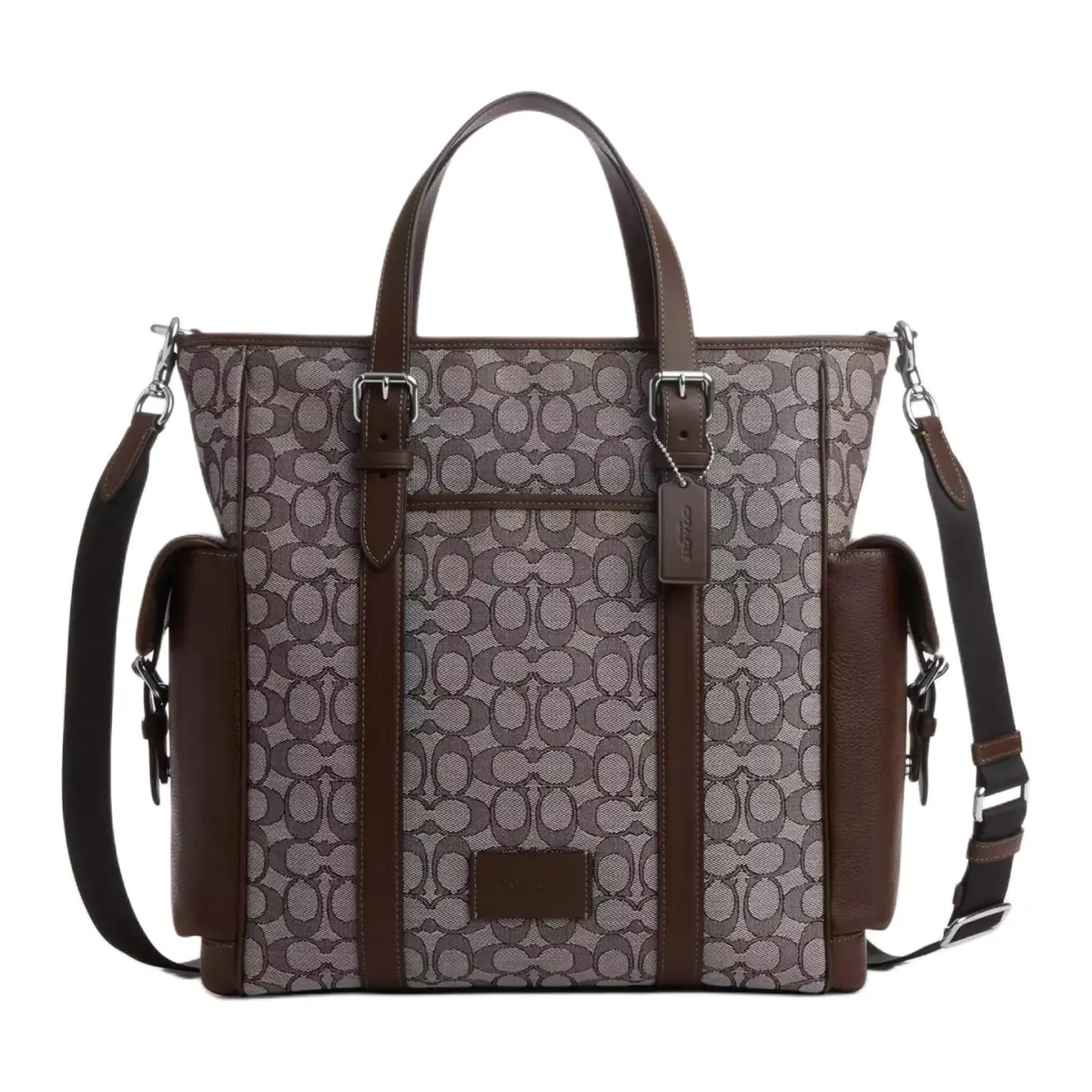 COACH Sprint Jacquard With Pebbled Leather And Smooth Calfskin Shoulder Bag, Crossbody Bag, Handbag Large Men's
