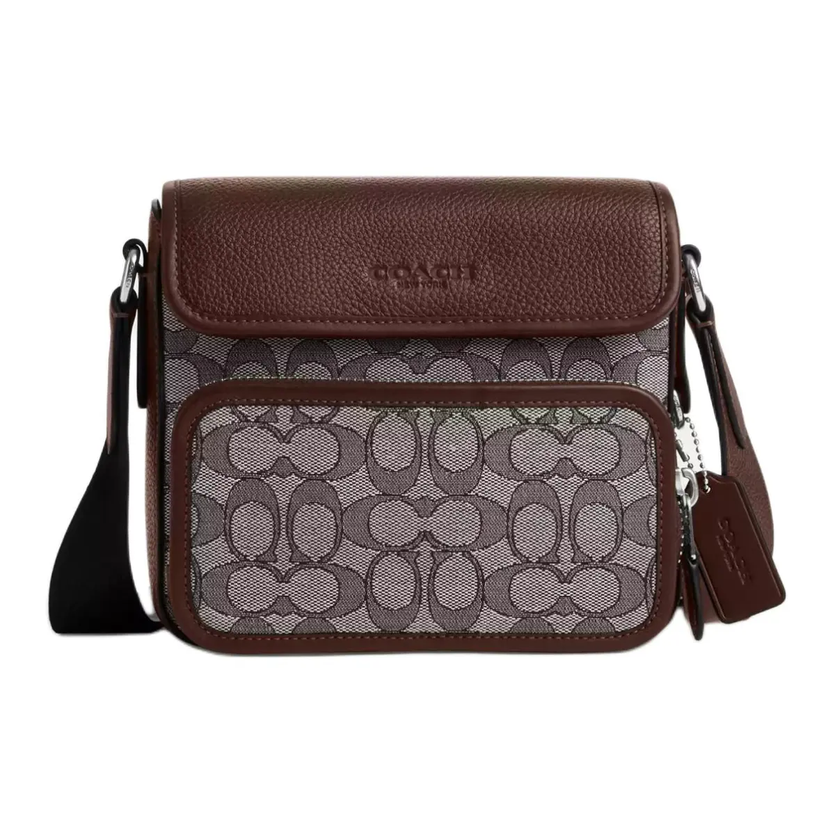 COACH Sullivan Jacquard With Leather Shoulder Bag, Crossbody Bag Small Men's Oak With Maple