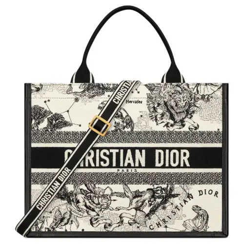 DIOR BookTote Calfskin Tote Bag, Shopping Bag, Handbag Medium Women's Black