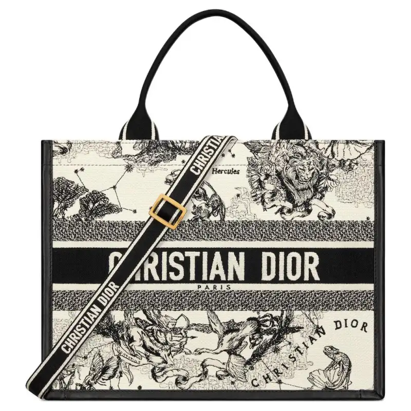 DIOR BookTote Calfskin Tote Bag, Shopping Bag, Handbag Medium Women's Black