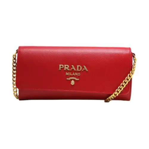 PRADA Leather Wallet Women's Red