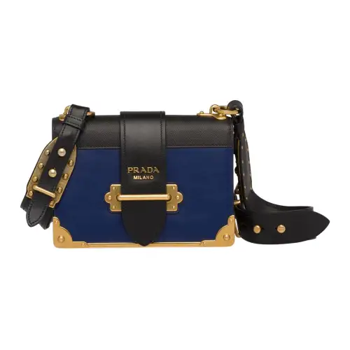 PRADA Cahier Calfskin Handbag, Shoulder Bag, Crossbody Bag Women's Blue