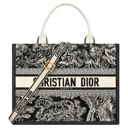 DIOR BookTote Calfskin Tote Bag, Shopping Bag, Handbag Medium Women's Black