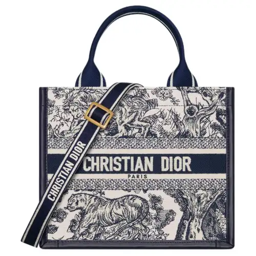 DIOR BookTote Calfskin Tote Bag, Shopping Bag, Handbag Small Women's Blue