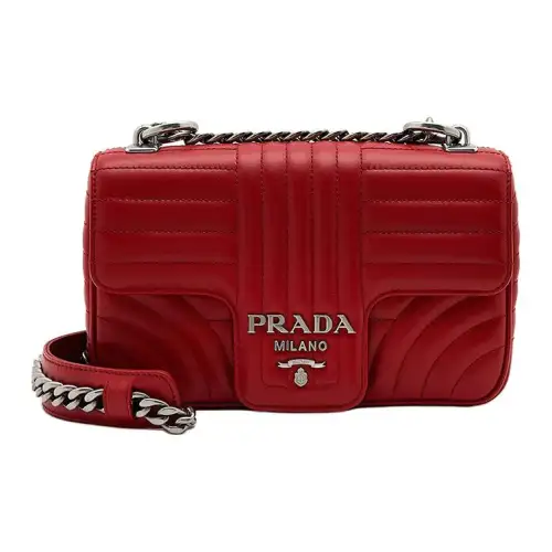PRADA Diagramme Leather Crossbody Bag, Shoulder Bag Women's Dark Red