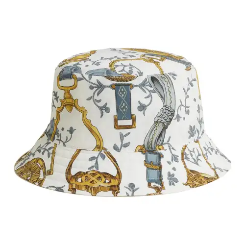 HERMES Patterned Print Nylon, Elastane Bucket Hats Men's White