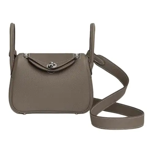 HERMES Lindy II Mini Clemence Leather Mini Handbag Shoulder Bag Women's Brown