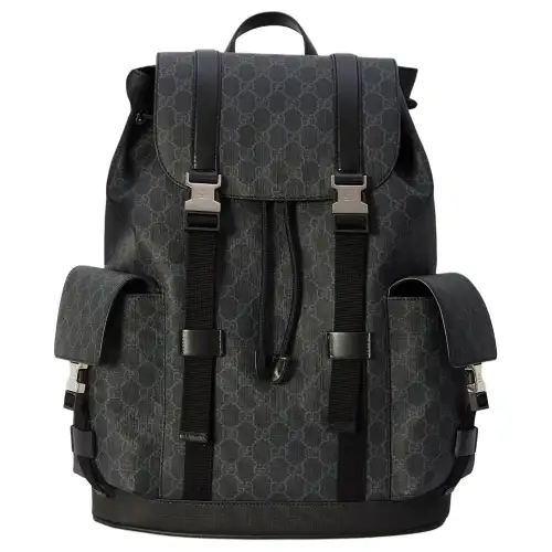 GUCCI Canvas With Leather Trim Backpack Men's Black