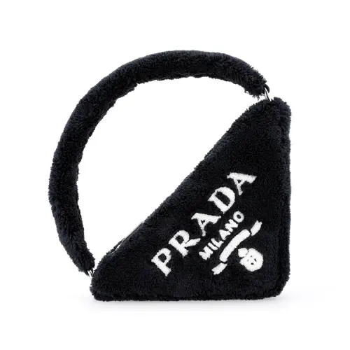 PRADA Fabric Triangle Bag Handbag Women's Black