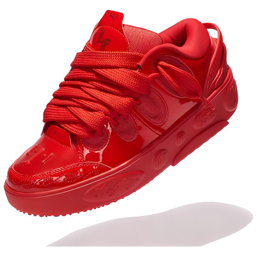 PUMA mesh patent leather comfortable and stylish slip-resistant wear-resistant breathable low-top casual lifestyle shoes for men red