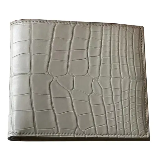 HERMES MC² Euclide Matte Crocodile Leather Wallet Men's 8L Beton Glacier White & Concrete Gray