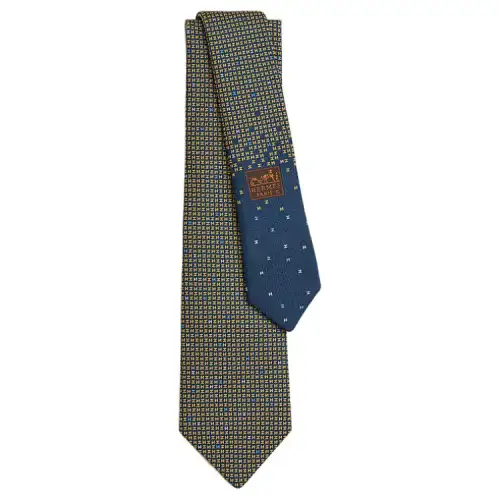 HERMES Mulberry Silk Ties Men's Yellow