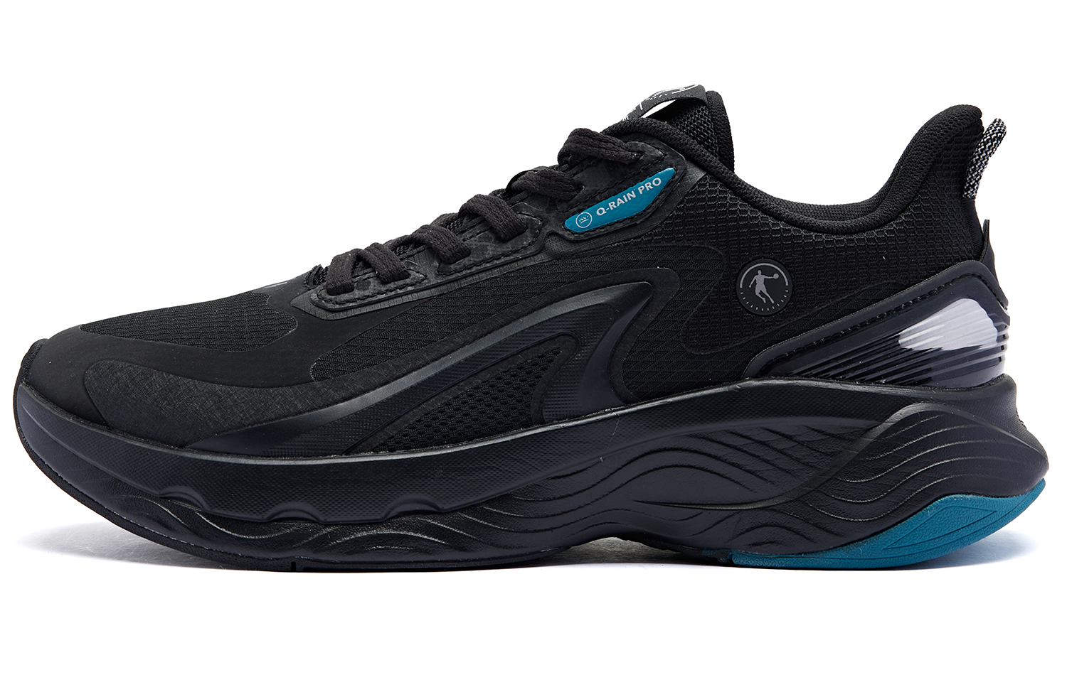 QIAODAN Iridescent 4.0 Cushioning Abrasion Resistant Cushioning, Wear Resistant Low top Running Shoes Men’s Black Cyan