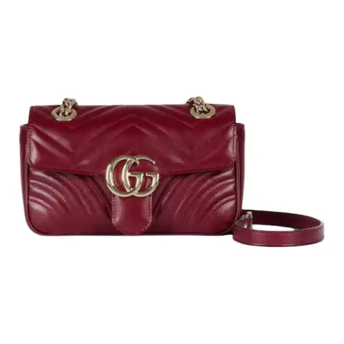 GUCCI GG Marmont Leather Crossbody Bag, Shoulder Bag Small Women's Burgundy