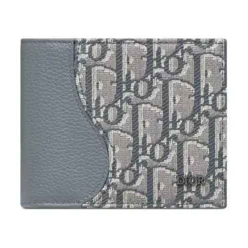 DIOR Saddle Grained Calfskin Wallet Men's Dark Gray
