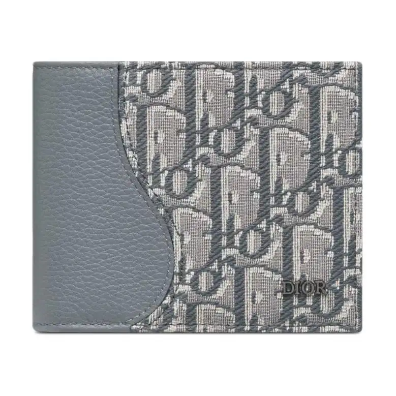 DIOR Saddle Grained Calfskin Wallet Men's Dark Gray