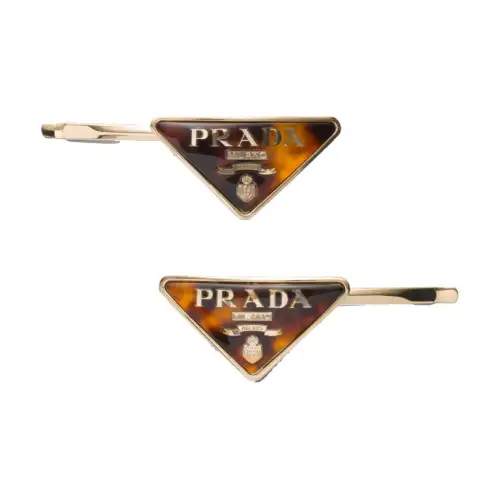 Prada logo-engraved triangle hair clips