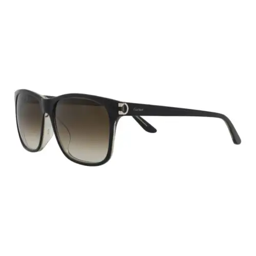 CARTIER Acetate Irregular Shape Sunglasses Men's Black