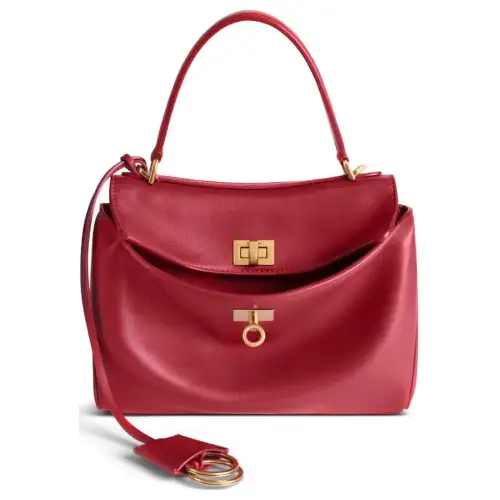 Balenciaga Soft Crocodile Pattern Embossed Cow Leather Shoulder Bag, Crossbody Bag, Handbag Mini Women's Red