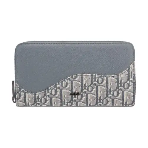 DIOR Saddle Grain Calfskin Wallet Men's Dark Gray