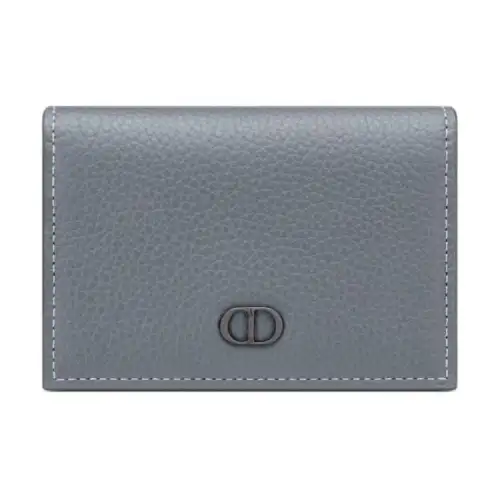 DIOR Grain Calfskin Card Holder Men's Dark Gray