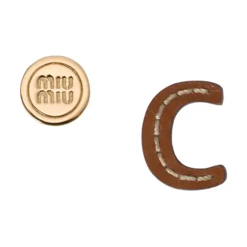 MIU MIU Leather, Metal Earrings Women's Brown