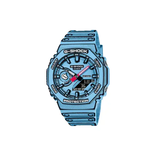 CASIO Men Liquid Crystal/Analog Dual Display Series Blue Watch GA-2100MNG-2A