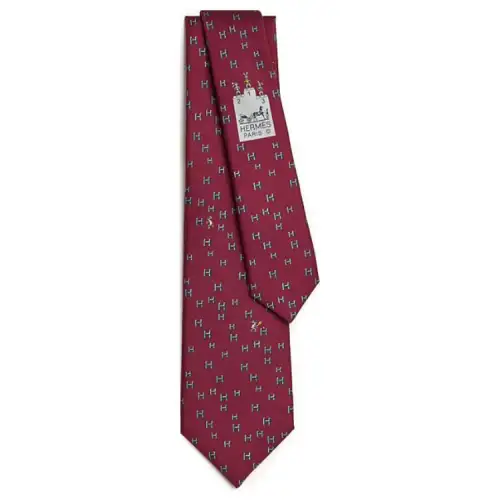 HERMES Mulberry Silk Ties Men's Light Burgundy