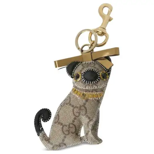 GUCCI Pre-Owned GUCCIoli Pug Leather Keyring