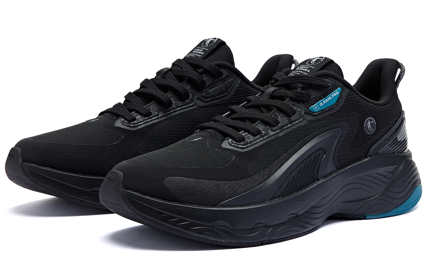 QIAODAN Iridescent 4.0 Cushioning Abrasion Resistant Cushioning, Wear Resistant Low top Running Shoes Men’s Black Cyan