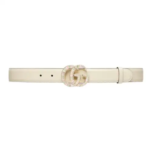 GUCCI GG Marmont Leather Belts Women's White Width 3cm