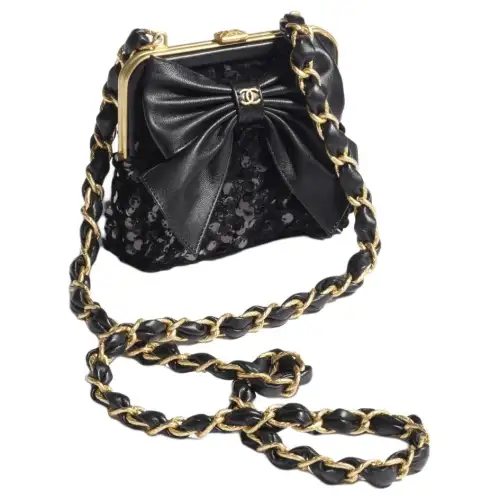 CHANEL Soft Tweed Material Gold Metal Shoulder Bag, Crossbody Bag Women's Black