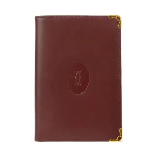 CARTIER Leather Wallet Women's Burgundy Color