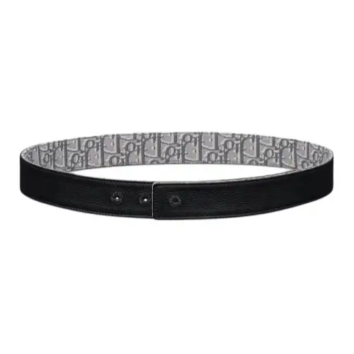 DIOR Canvas Leather Belts Men's Dark Gray Width 3.5CM