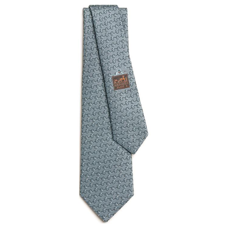 HERMES Mulberry Silk Ties Men's Gray