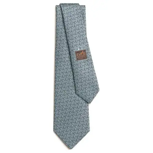 HERMES Mulberry Silk Ties Men's Gray