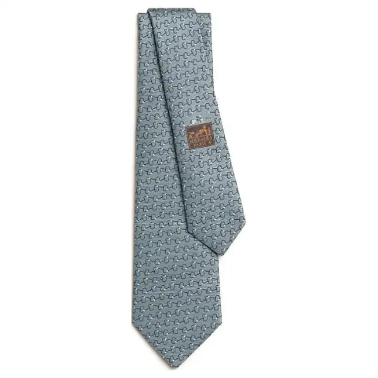 HERMES Mulberry Silk Ties Men's Gray