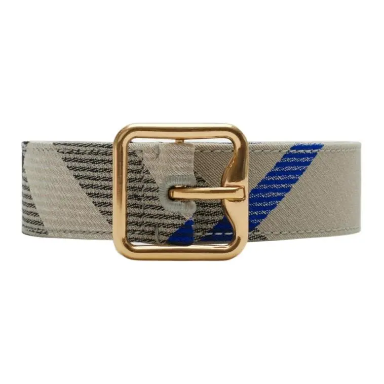 Burberry Brand Logo Polyester Leather Belts Women's Moss Green Width 3cm