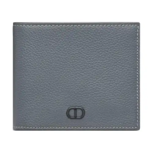 DIOR Icon Grain Calfskin Wallet Men's Dark Gray